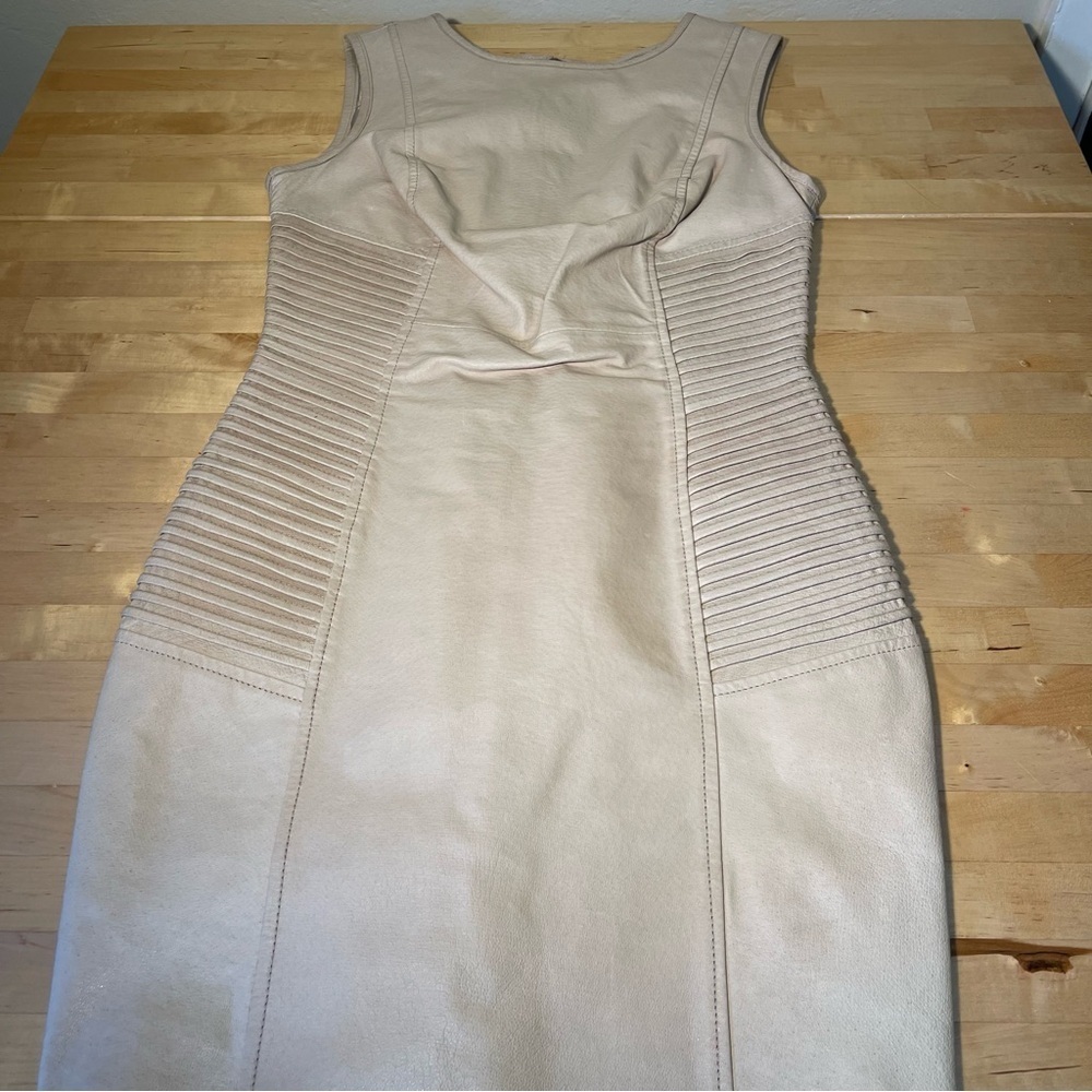 Warehouse Cream Leather Pencil Dress UK size 8